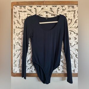 Ambiance Navy Long Sleeve Scoop Neck Bodysuit
